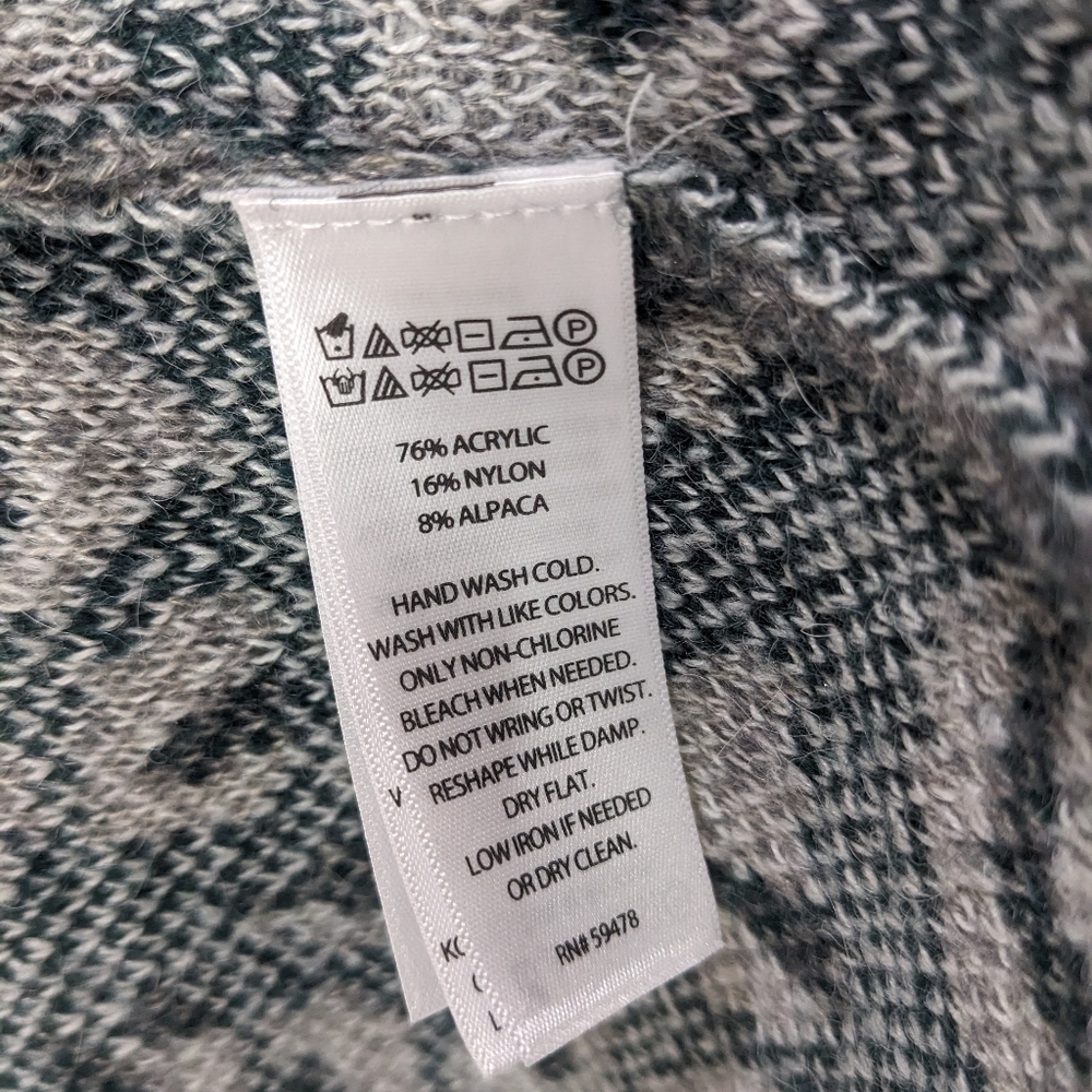 Cynthia Rowley Gray Leopard Knit Acrylic Alpaca Blend Open Long Line Cardigan M - Picture 4 of 7